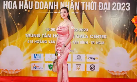 Người đẹp áo dài Nông Thị Hà tham dự họp báo Hoa hậu Doanh nhân Thời đại 2023