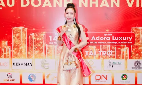 Người đẹp Nguyễn Thị Tuyết Minh diện áo dài dự họp báo Hoa hậu Doanh nhân Việt Nam 2023