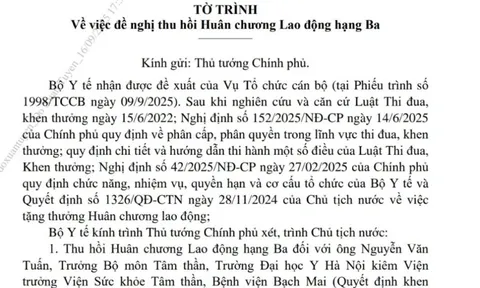 Bộ Y tế đề nghị thu hồi Huân chương Lao động hạng Ba của ông Nguyễn Văn Tuấn