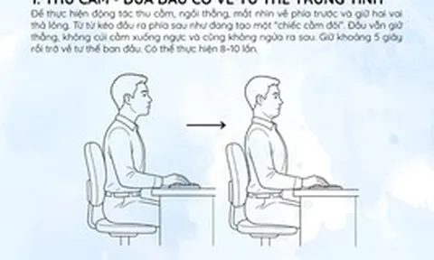 U40 đau cổ, vai, gáy: 4 động tác ngồi trên ghế giúp hết ngay